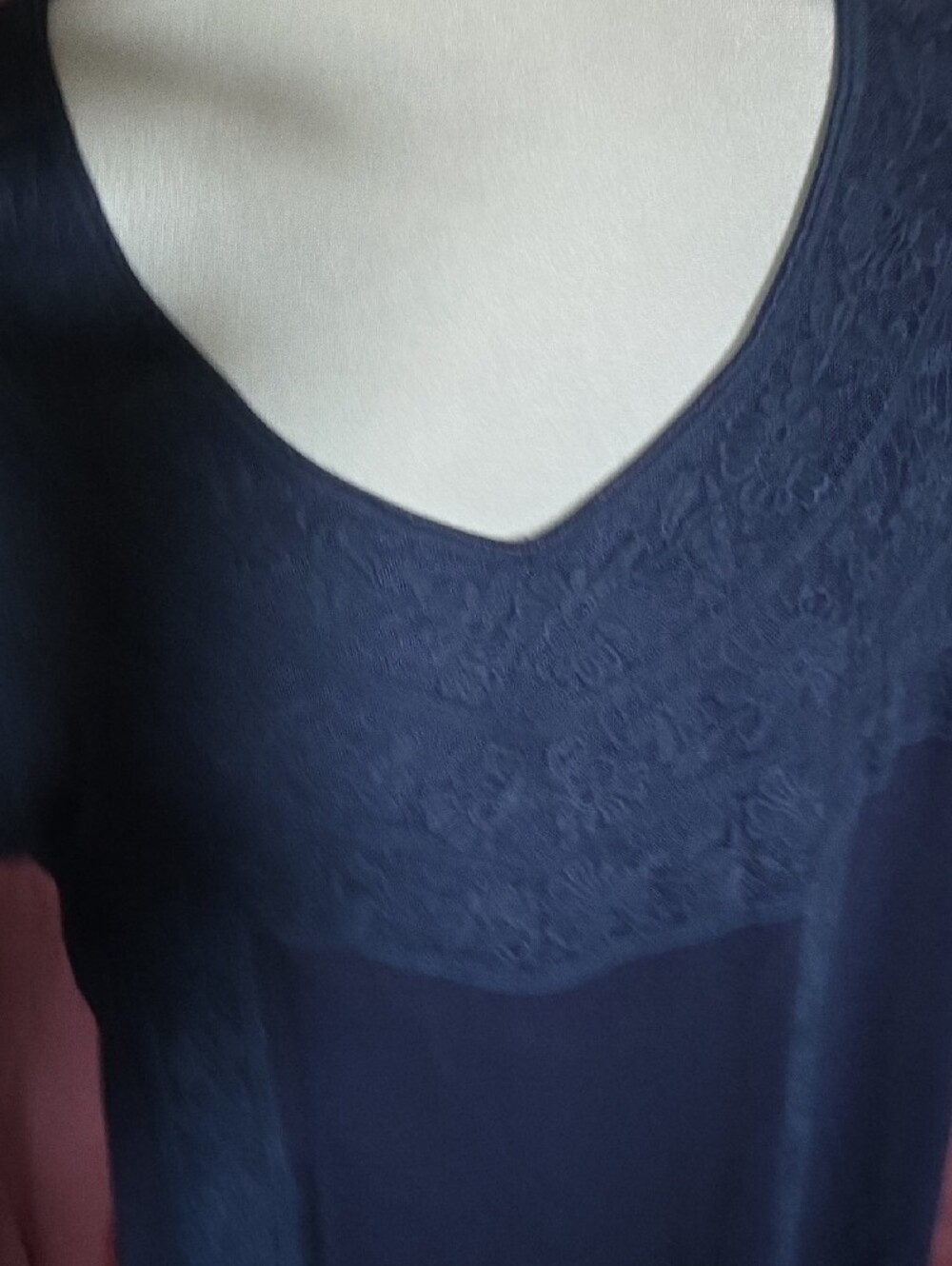 Roaman's Navy Embroidered Scoop Neck Short-Sleeve Top - Picture 4 of 6